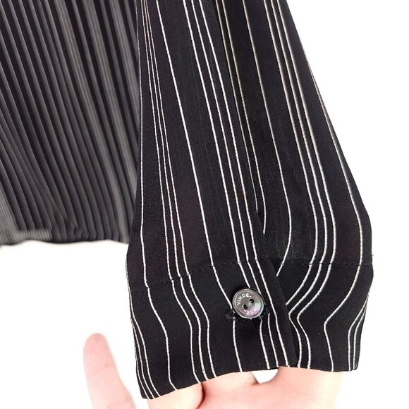 Vince Silk Tunic Top Size 2 Sheer Black Striped Elegant Professional Blouse - Picture 8 of 14